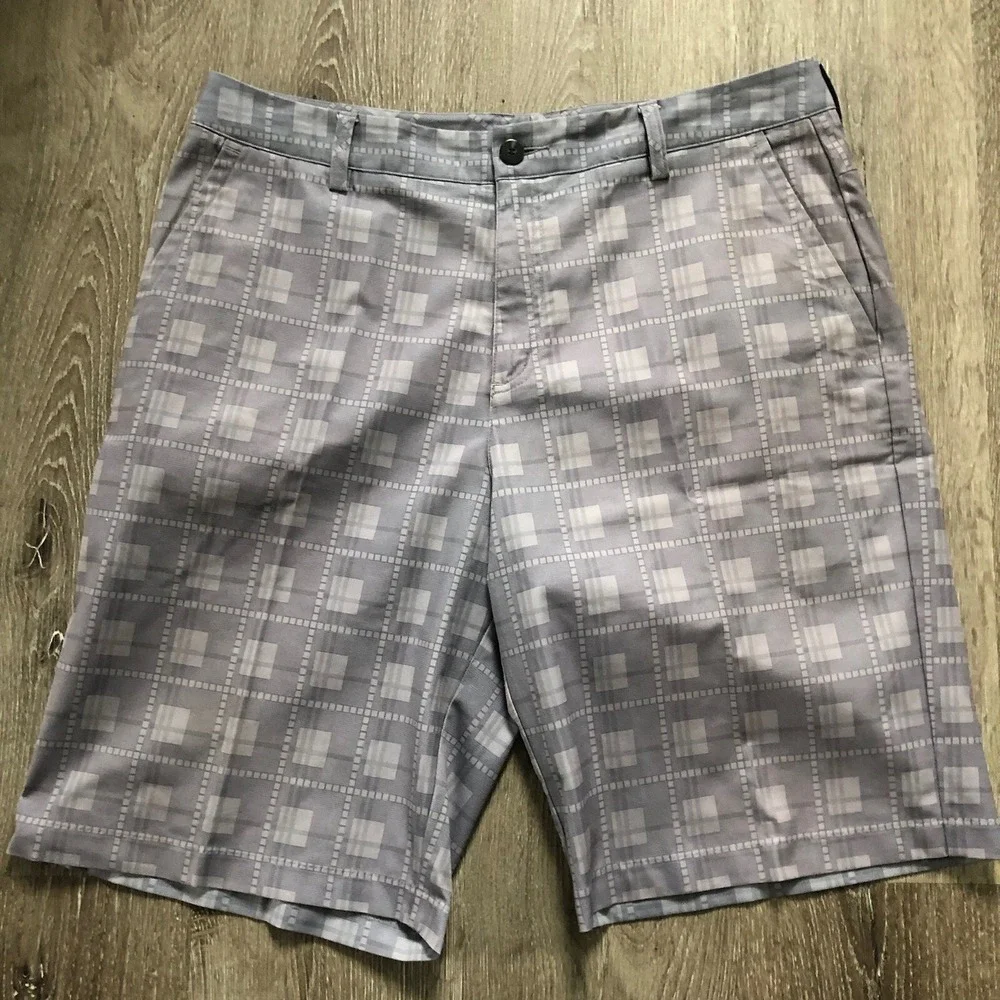 Adidas Men's Climalite Gray Plaid Golf Athleisure‎ Shorts Sz 34